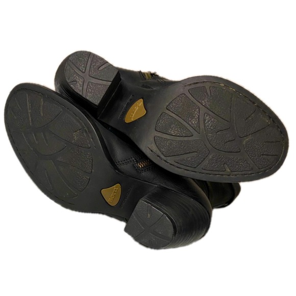 BORN Maleri Full Grain Leather Biker-Chic Boots Buckle Straps Side Zip Sz 9.5 - Picture 6 of 12